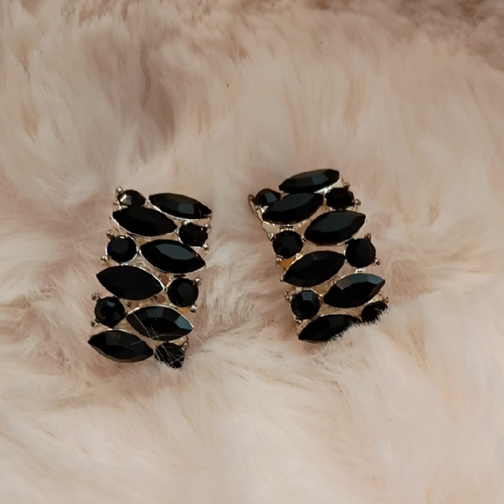 Vintage 80's Crystal Clip On Earrings